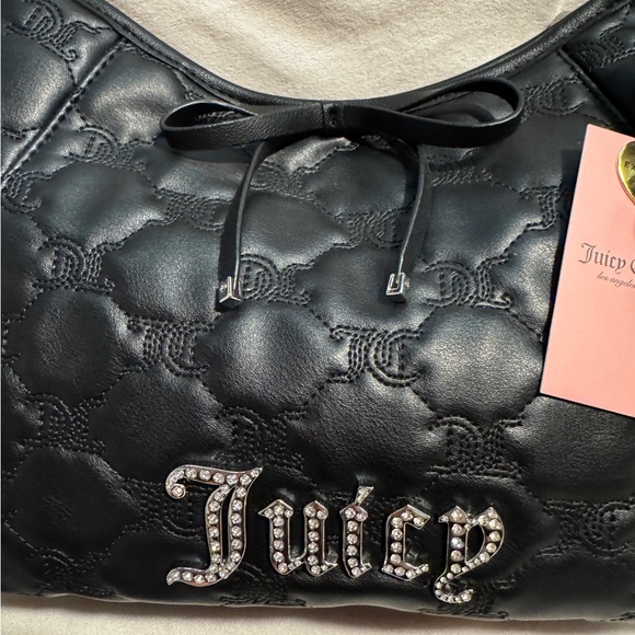 Juicy Couture Black Demure Hobo Style Shoulder Bag NWT - Picture 4 of 16